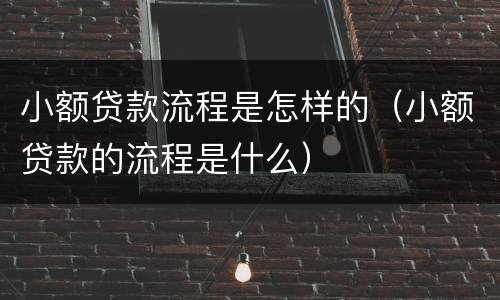 小额贷款流程是怎样的（小额贷款的流程是什么）