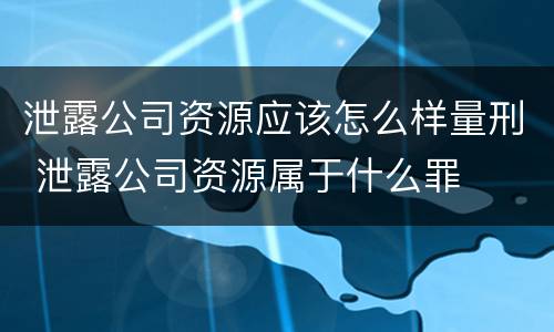 泄露公司资源应该怎么样量刑 泄露公司资源属于什么罪