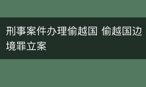 刑事案件办理偷越国 偷越国边境罪立案