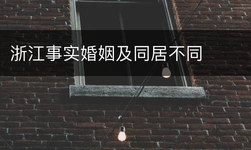 浙江事实婚姻及同居不同