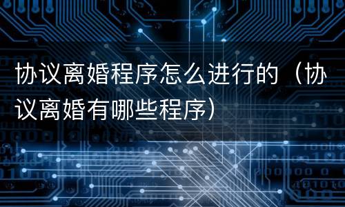 协议离婚程序怎么进行的（协议离婚有哪些程序）