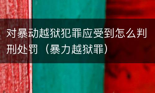 对暴动越狱犯罪应受到怎么判刑处罚（暴力越狱罪）