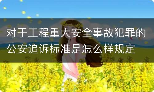 对于工程重大安全事故犯罪的公安追诉标准是怎么样规定