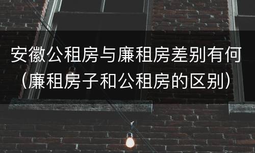安徽公租房与廉租房差别有何（廉租房子和公租房的区别）