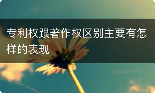 专利权跟著作权区别主要有怎样的表现