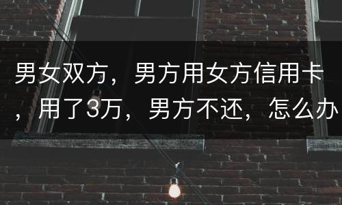 男女双方，男方用女方信用卡，用了3万，男方不还，怎么办