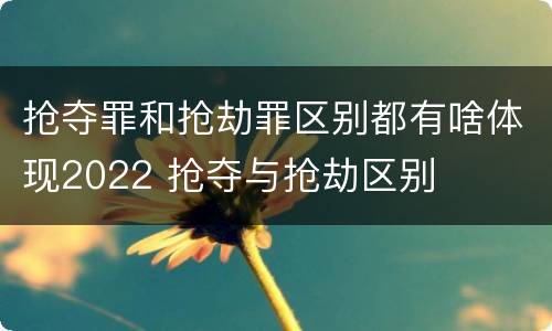 抢夺罪和抢劫罪区别都有啥体现2022 抢夺与抢劫区别