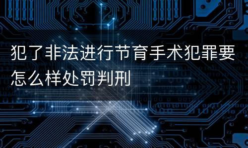 犯了非法进行节育手术犯罪要怎么样处罚判刑