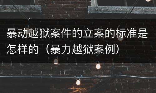 暴动越狱案件的立案的标准是怎样的（暴力越狱案例）
