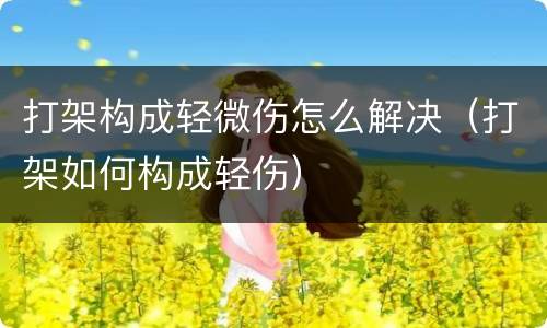 打架构成轻微伤怎么解决（打架如何构成轻伤）