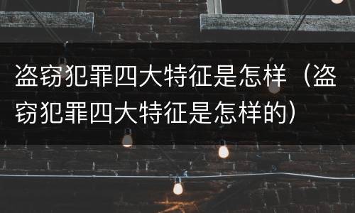 盗窃犯罪四大特征是怎样（盗窃犯罪四大特征是怎样的）