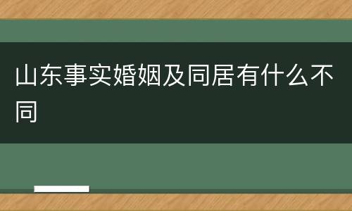 山东事实婚姻及同居有什么不同