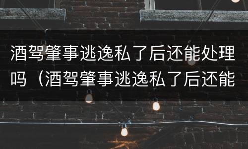 酒驾肇事逃逸私了后还能处理吗（酒驾肇事逃逸私了后还能处理吗）