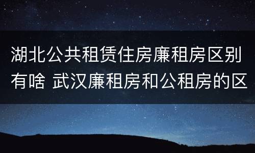 湖北公共租赁住房廉租房区别有啥 武汉廉租房和公租房的区别