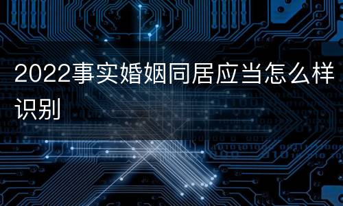 2022事实婚姻同居应当怎么样识别