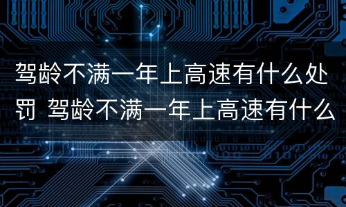 驾龄不满一年上高速有什么处罚 驾龄不满一年上高速有什么处罚嘛