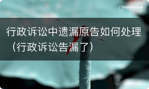 行政诉讼中遗漏原告如何处理（行政诉讼告漏了）