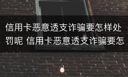 信用卡恶意透支诈骗要怎样处罚呢 信用卡恶意透支诈骗要怎样处罚呢视频