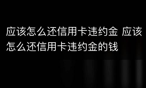 应该怎么还信用卡违约金 应该怎么还信用卡违约金的钱