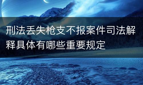 刑法丢失枪支不报案件司法解释具体有哪些重要规定