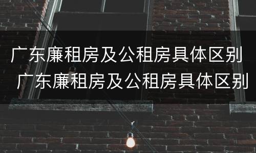 广东廉租房及公租房具体区别 广东廉租房及公租房具体区别是什么