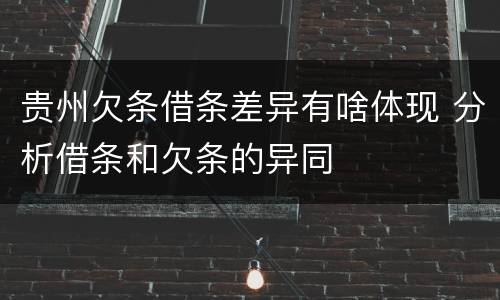 贵州欠条借条差异有啥体现 分析借条和欠条的异同