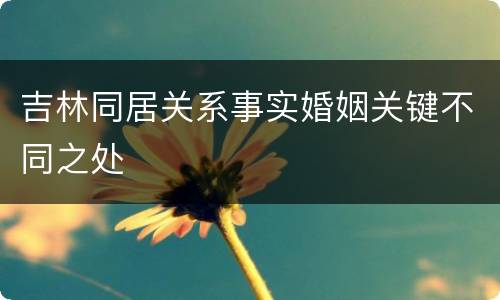吉林同居关系事实婚姻关键不同之处