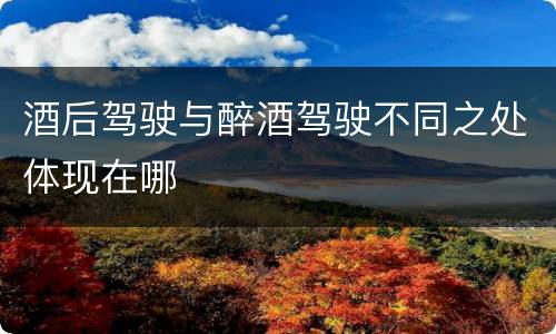 酒后驾驶与醉酒驾驶不同之处体现在哪