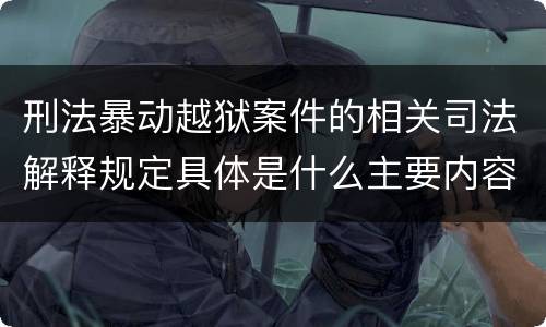 刑法暴动越狱案件的相关司法解释规定具体是什么主要内容