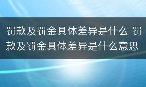 罚款及罚金具体差异是什么 罚款及罚金具体差异是什么意思