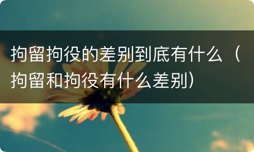 拘留拘役的差别到底有什么（拘留和拘役有什么差别）