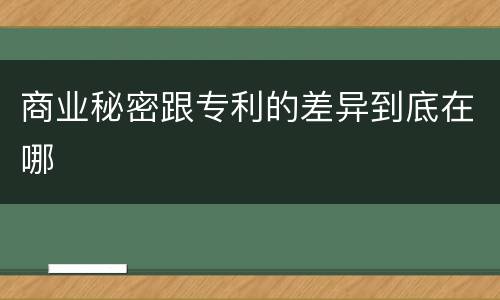 商业秘密跟专利的差异到底在哪