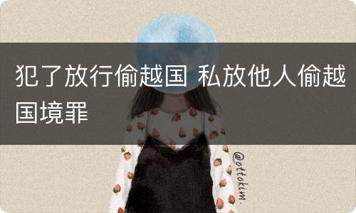犯了放行偷越国 私放他人偷越国境罪