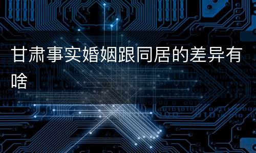 甘肃事实婚姻跟同居的差异有啥