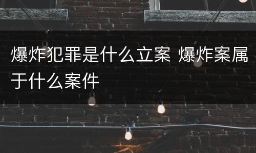爆炸犯罪是什么立案 爆炸案属于什么案件