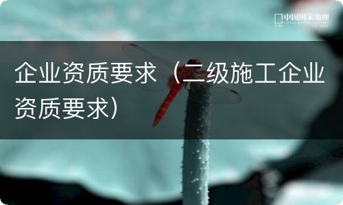 企业资质要求（二级施工企业资质要求）