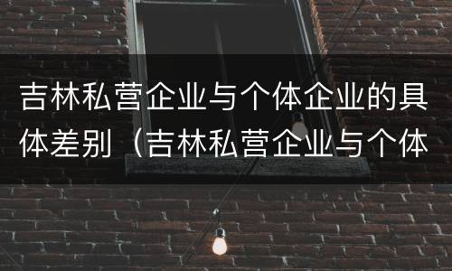 吉林私营企业与个体企业的具体差别（吉林私营企业与个体企业的具体差别在哪）