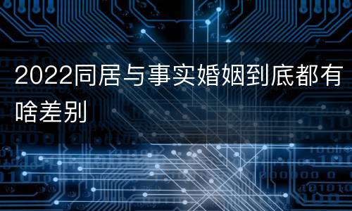 2022同居与事实婚姻到底都有啥差别