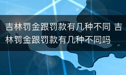 吉林罚金跟罚款有几种不同 吉林罚金跟罚款有几种不同吗