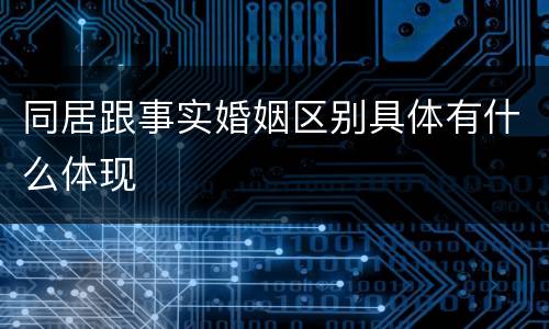 同居跟事实婚姻区别具体有什么体现