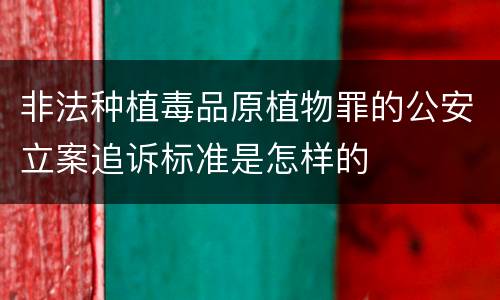 非法种植毒品原植物罪的公安立案追诉标准是怎样的