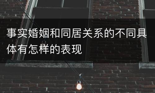 事实婚姻和同居关系的不同具体有怎样的表现