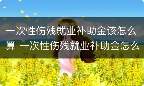 一次性伤残就业补助金该怎么算 一次性伤残就业补助金怎么算工资