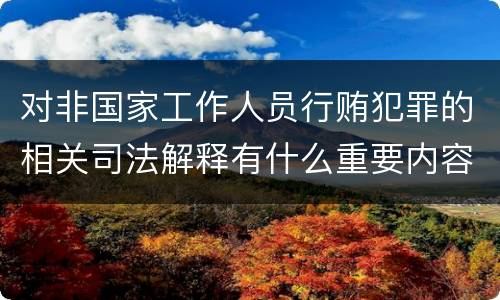 对非国家工作人员行贿犯罪的相关司法解释有什么重要内容