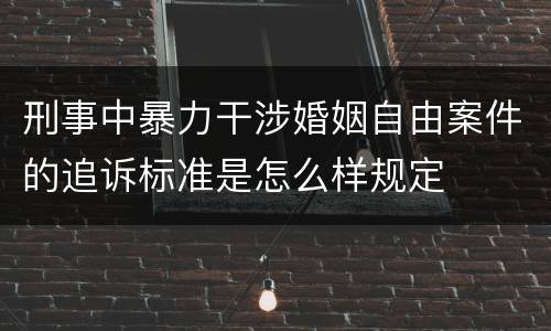 刑事中暴力干涉婚姻自由案件的追诉标准是怎么样规定