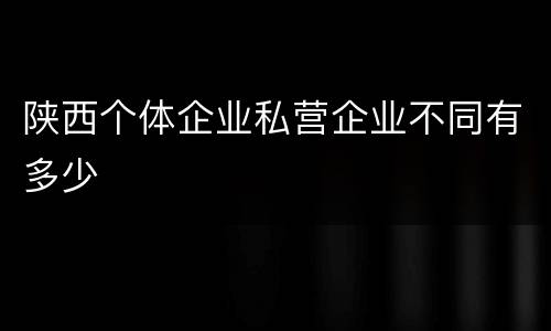 陕西个体企业私营企业不同有多少