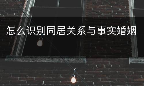 怎么识别同居关系与事实婚姻