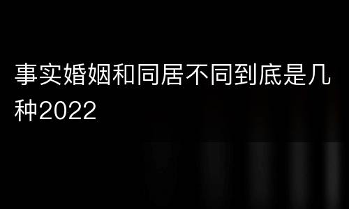 事实婚姻和同居不同到底是几种2022
