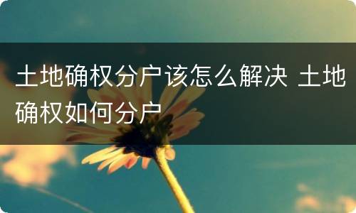 土地确权分户该怎么解决 土地确权如何分户