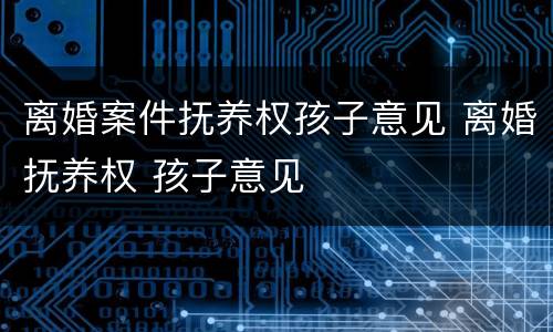 离婚案件抚养权孩子意见 离婚抚养权 孩子意见